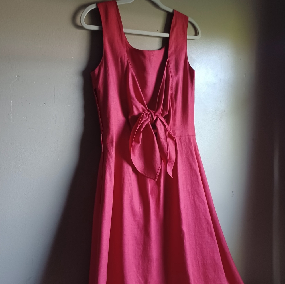RED LINEN DRESS - Picture 2 of 7